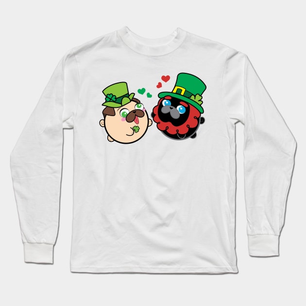 Pugs - Happy St. Patrick's Day! - Poopy & Doopy Long Sleeve T-Shirt by Poopy_And_Doopy